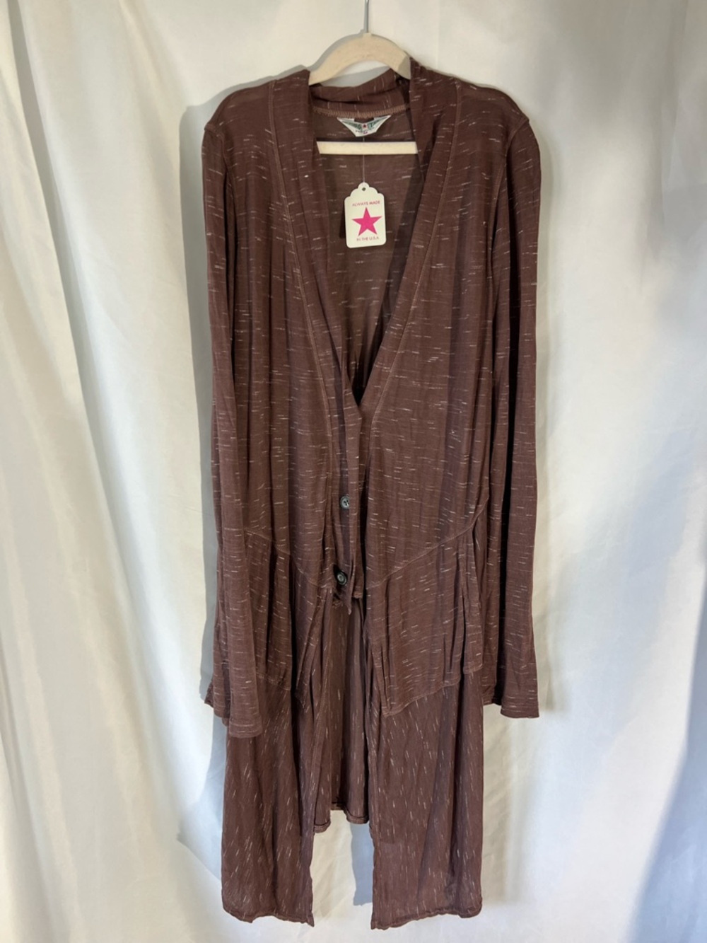 NWT Woman’s HARD TAIL Heathered Brown Dragonfly Duster Cardigan
